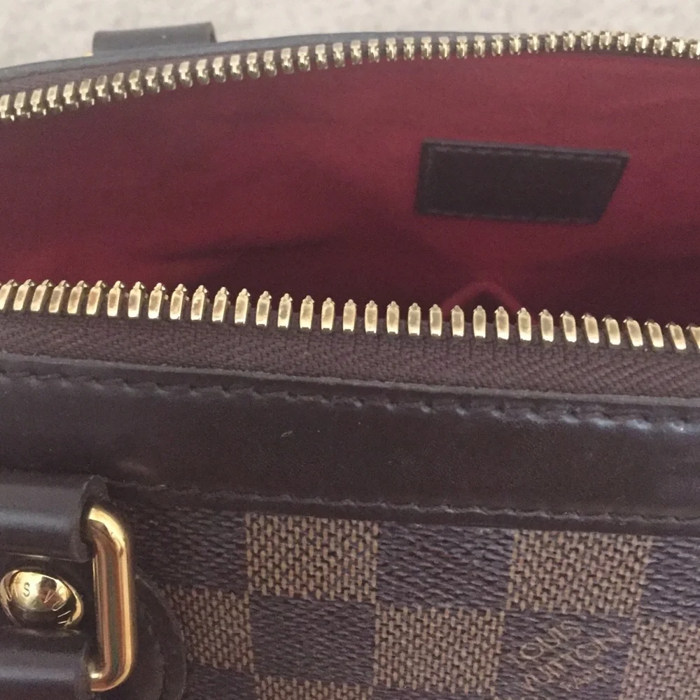 Louis Vuitton Brown Damier Canvas Satchel with Burgundy Lining